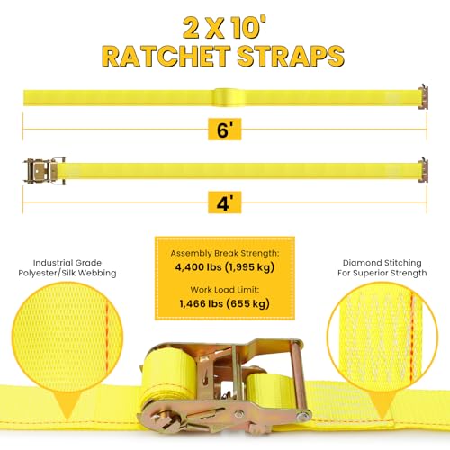 E Track Tie-Down Rail Kit, Trailer Tie Downs, 31 Pcs Set Etrack kit | 4 Rails , 4 Rope Tie Offs, 4 O Ring Anchors, 2 10ft straps, Securing Accessories for Garages, Vans, Trailers, Cargo (Yellow) - color: Yellow