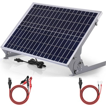 SUNER POWER 12V 30W Solar Battery Charger Maintainer, Built-in UltraSmart MPPT Controller, Adjustable Mount Bracket, Waterproof 30 Watt Solar Panel Kit for 12 Volt SLA Deey Cycle AGM Lifepo4 Battery - size: Bc-30w-p Pro