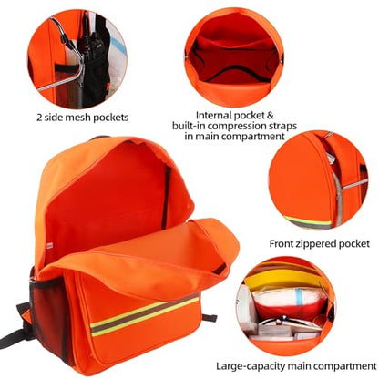 First Aid Backpack Empty, Orange Emergency Medical Backpack with Portable Bag for Pet First Aid Kits, Home, Car, Travel, Camping, Emergency Supplies Storage 15.8x11.8x6.3 inch