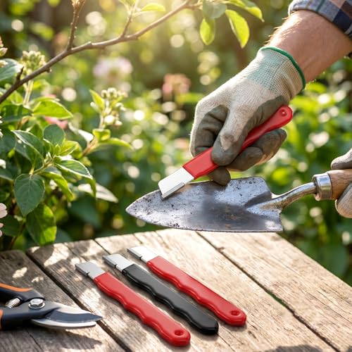 4 Pack Garden Tool Sharpener Tungsten Steel Pocket Blade Sharpener, Mini Portable Multi Tool Blade Sharpeners Scissor Sharpeners for Pruning Shears, Hedge Scissors, Clippers, Knives and More