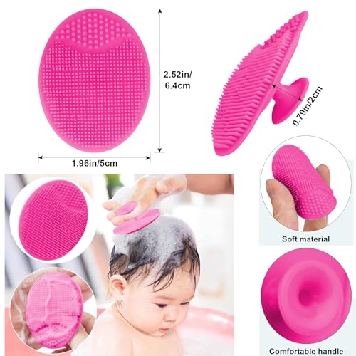 Baby Hair Brush with Wooden Handle and Comb Set for Newborns & Toddlers | Natural Soft Goat Bristles l Wood Comb l Rose Red Cradle Cap Brush | Ideal for Cradle Cap (3 Piece) - color: 3pcs(rose Red Cradle Cap Brush+hair Brush+wood Comb)