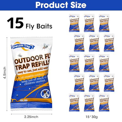 15x30g Fly Bait Fly Trap Refill Packets - size: 15 pack