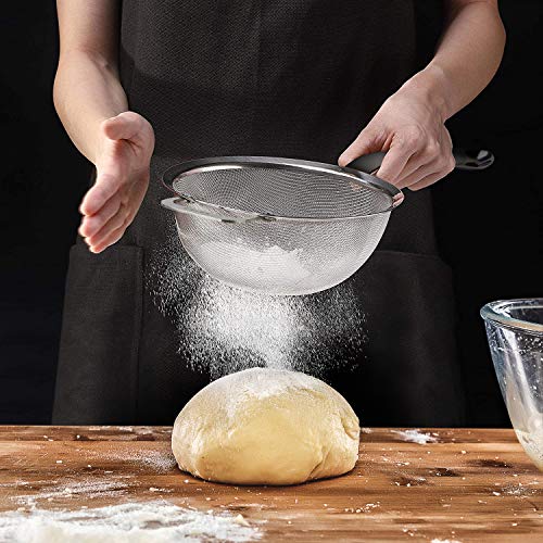 9" Large Mesh Strainer, Stainless Steel 18/8 Extra Fine Quinoa Sieve, with Solid Sturdy Handle, Flour Filter with Wider Hook - size: 1 Pc. - 9"