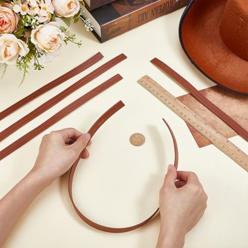 FINGERINSPIRE 5Pcs PU Leather Straps for DIY Horse Harness Strap Making 21.65x0.55x0.1 inch Smooth Replacement Imitation Leather Crown Replacement Break Away Crown Strap - color: Coconut Brown