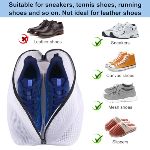 Vivifying Shoe Washing Bag, Set of 3 Mesh Shoe Laundry Bags with Zip Closure for Sneakers, Running Shoes, Socks, Bras - size: 3 pcs (9.4" x 15.7")