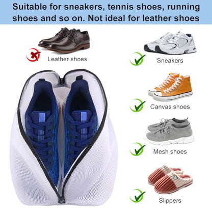 Vivifying Shoe Washing Bag, Set of 3 Mesh Shoe Laundry Bags with Zip Closure for Sneakers, Running Shoes, Socks, Bras - size: 3 pcs (9.4" x 15.7")