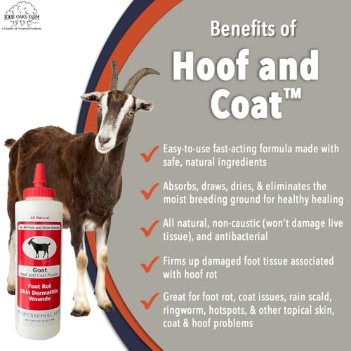 Four Oaks Farm Ventures, Goat Hoof & Coat Powder - for Wound Care, Foot Rot, Skin Problems - All Natural, Non-Caustic, Easy to Use (10 oz) - size: 10 oz