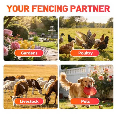 15 Miles Electric Fence Energizer, 4J Output 12KV High Voltage Pulse Charger, AC/DC Power with LED Indicator & ON/Off Switch, Electric Fence for Livestock Poultry Garden Wildlife Control