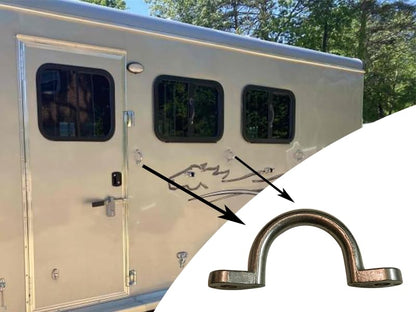 2" I.D Aluminum Trailer Tie Down D-Ring (2-Pack) - Bolt-On Lashing Rope Ring for Horse, Cargo & Utility Trailers, RV, Camper, Boat - Heavy Duty Tie Down Anchor Loop