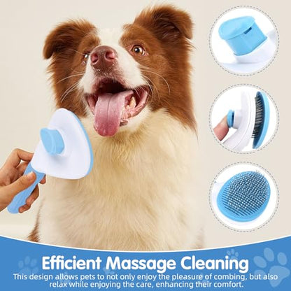 Aglads 3PCS Cat Rabbit Bunny Dog Grooming Kit, Self-Cleaning Slicker Cat & Dog Brush for Shedding, Fine-Needle Comb, Pet Nail Clipper & File for Long/Short-Haired Pets, Easy to Remove Loose (3, blue) - color: BLue