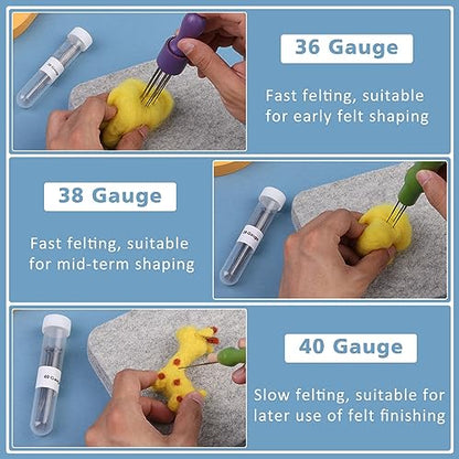 kdafio 74 Pcs Needle Felting Tools, Wool Carding Brush Needle Felting Kit - color: Color 2,74Pcs