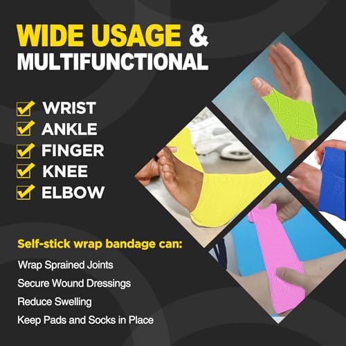 OK TAPE 12 Rolls Self Adhesive Bandage Wrap, Cohesive Elastic Athletic Tape - color: Spring, size: 2 Inch