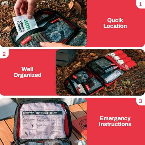 RHINO RESCUE Ultralight Camping First Aid Kit, Water-Resistent Up to 4 Days - size: PRO