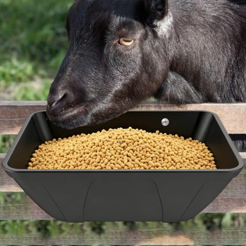 Hanging Chicken Feeder Trough for Goat Sheep Deer Poultry Duck Chicken Fence Feeder Livestock Feeding Container Goats Supplies Feeders Waterer Bucket - color: Black