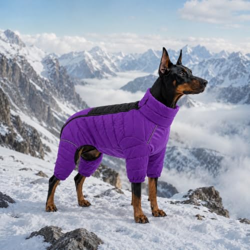 Purple Dog Jacket, Windproof & Waterproof, Reflective, Adjustable, Zippered, Snow Jacket for Small to Large Dogs - color: Purple, size: M (11.5inch Back)