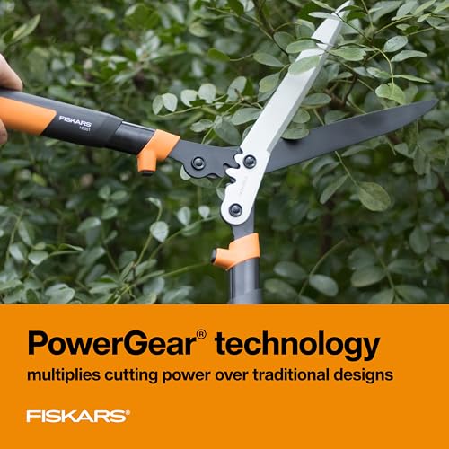 Fiskars 23" PowerGear2 Garden Hedge Shears, Hedge Clippers, 10" Blades | PowerGear2 Technology Multiplies Power for Less Effort, SoftGrip Handles and Shock-Absorbing Bumpers - style: 23" PowerGear2