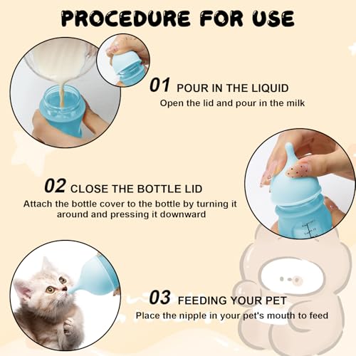 Pet Feeder Bottle Kitten Bottle Anti Choking Design(Blue,20 ml) - color: blue