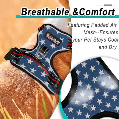 BARKBAY Dog Harness for Small Sized Dog No Pull Mesh 2 Clips Dog Vest - color: Blue Star-Mesh, size: X-Small