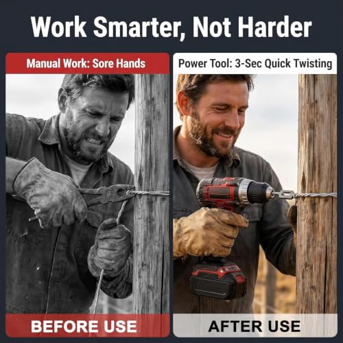 2 Pack Wire Twister Tool for Drill, Heavy Duty Drill Wire Twister with 1/4" Hex Shank for Fencing, Rebar Tying, and Construction, Alloy Steel