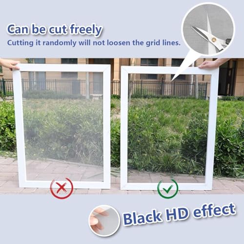 Adjustable Self-Adhesive DIY Window Screen, Cut-to-Size Mesh max 47x73 - color: White
