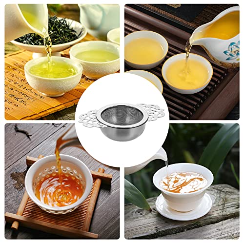 2 Pack Small Fine Mesh Tea Strainers with Bowl, Stainless Steel Loose Tea Infusers Strainers 7 cm Diameter Tea Filter with Double Wing Extender Ideal for Loose Tea Juice Coffee Filter