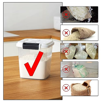 20-25 lbs Rice Container with Measuring Cup | 11Qt/11L Large Airtight Food Storage Rice Dispenser for Cereal Flour - BPA-Free PET for Kitchen Pantry Organization(25lbs)