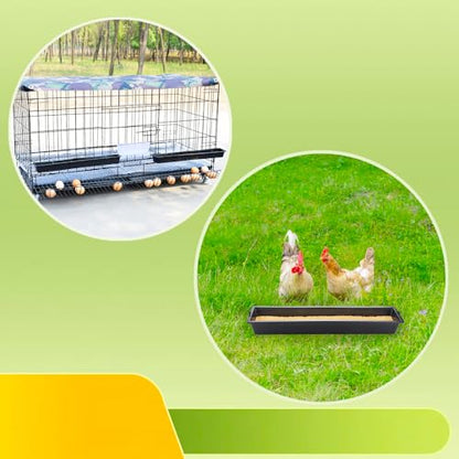 DQITJ 4 Pack Chicken Large Capacity Feeder Plastic Feed Trough Bucket Hanging Food Dispenser for Chicken Duck Pigeon Bird Livestock Poultry (Length: 23.6")