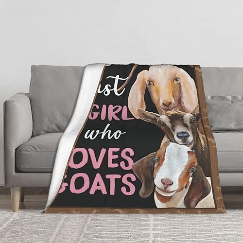 Goat Blanket Gift Just A Girl Who Loves Goats Cozy Plush Throw Blanket Flannel Fleece Ultra Soft Fuzzy Animal Lover Party Blankets for Adult Kids Boys Women Men 60"X50" - color: Three Goats, size: 60"x50"