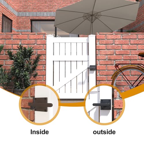 Sdstone Double Side Gate Latch，Heavy Duty Swinging Door Latch Gate Hardware for Wooden Fence,Gate Hardware for Right Inswing Outdoor Wooden Gates, Pool Gate, Backyard, Garden - style: GL-1 right inswing gate
