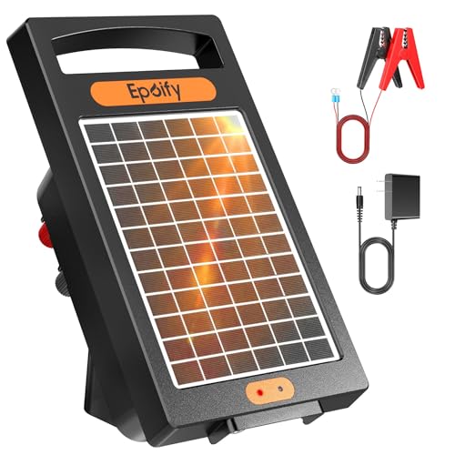 24-Hour Solar Electric Fence Charger, 0.18J, 10-Mile for Livestock - color: Black