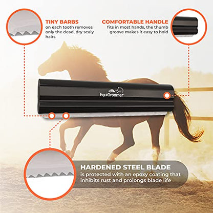 EquiGroomer 8-Inch Deshedding Brush for Dogs & Horses, Black - color: Black