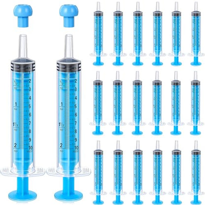 TrelaCo 20 Pack 10ml Oral Syringes with Cap Plastic No Needle, Blue | Measuring Dispensing for Liquid Medication, Individually Sealed, Pet Feeding Lab Sample, Clear Graduated Markings,Halloween - size: Blue