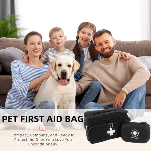 First Aid Bag Empty Large 11.5x7.7x7 inch, with Hanging Bag, Empty First Aid Kit for Pet, Home, Car, Travel, Camping, Emergency Supplies Storage (Black)