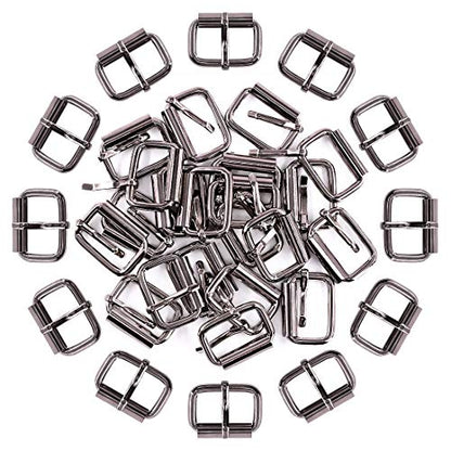 Swpeet 60Pcs 1 Inch / 25mm Heavy Duty Metal Ring Buckle Webbing Belts - color: Gun-black, style: Metal Roller Buckles