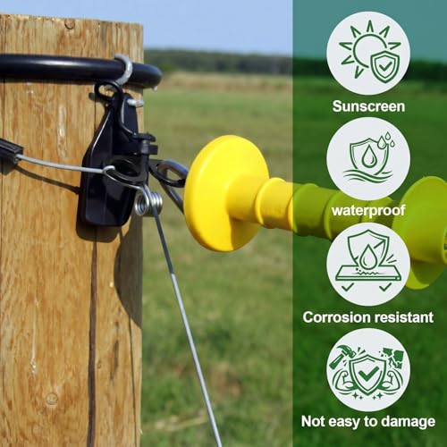 10 Pcs T-Post Electric Fence Gate Hook Heavy Duty Eyelet Set, Pin-Lock Insulator Gate Connector for High Tensile Ranch Farm and Property Fencing (Black) - color: Black