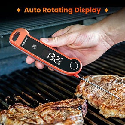SMARTRO ST49 Digital Thermocouple Instant-Read Meat Thermometer | with Ambidextrous Backlit for Food, Grilling, BBQ, Kitchen Cooking, Oil Deep Frying and Candy - color: Red