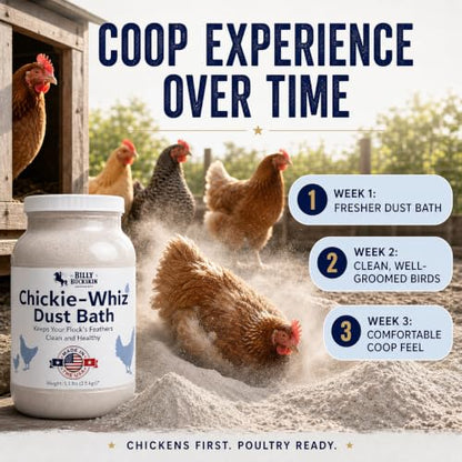 5.5lb Chickie-Whiz Chicken Dust Bath - Made in USA - All Natural Volcanic Ash Dust Bath for Chickens - Healthier Eggs & Feathers - Chicken Coop Accessories for Farms by Billy Buckskin Co. (Pack of 2) - size: 1 x 5.5 LB (Pack of 2)