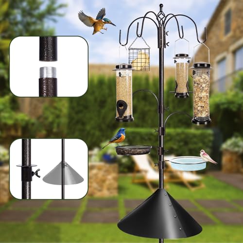YINGYM 6-Hook Bird Feeding Station Kit with Squirrel Baffle, 94 Inch - size: 94 Inches with Squirrel Baffle
