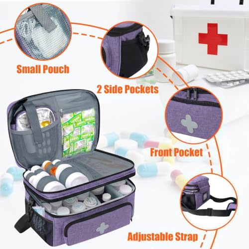 GDNasist Medicine Storage Bag, Medical Bag Pill Bottle Organizer Empty - color: Purple