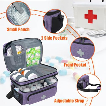 GDNasist Medicine Storage Bag, Medical Bag Pill Bottle Organizer Empty - color: Purple