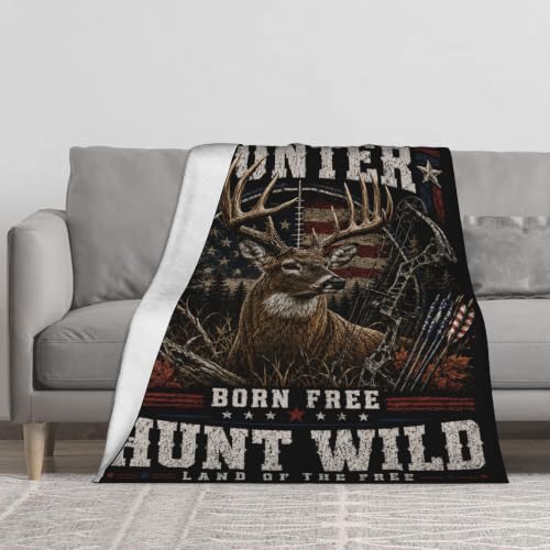 American Deer Hunting Throw Blanket Gift 40"x50" - color: American Deer Hunting, size: 40''x50''