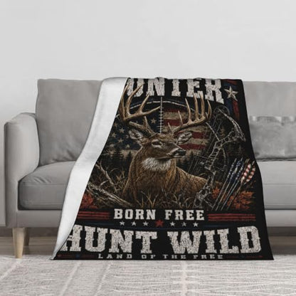 American Deer Hunting Throw Blanket Gift 40"x50" - color: American Deer Hunting, size: 40''x50''