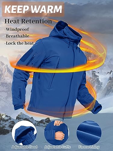 TACVASEN Men's Tactical Softshell Jacket Winter Soft Warm Fleece Lined - color: Blue, size: X-Large