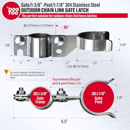 Stainless Steel 1-3/8" x 1-7/8" Chain Link Gate Latch （Fit 1-3/8" Gate Frame）, Heavy Duty Chain Link Fence Gate Fork Latch with Hole for Padlock 1Pack - color: 1-3/8"x1-7/8"