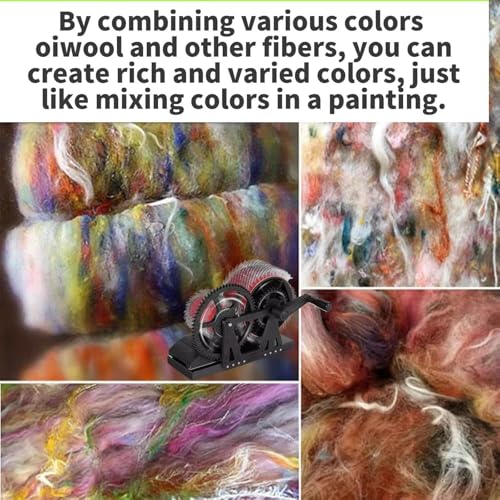 YNBXM Manual Wool Felt Drum Carder, Fast Color Mixing, Hand-Cranked