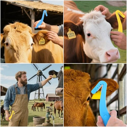 2 Pack Livestock Ear Tag Remover Kit Safety Ear Tag Remover Tool Label Removal Set for Cattle Goats and Pigs