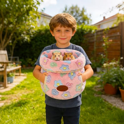 YUEPET Guinea Pig Bed Cuddle Cave, Warm Fleece Hideout, Pink Flower - color: Pink Flower, size: 1PCS