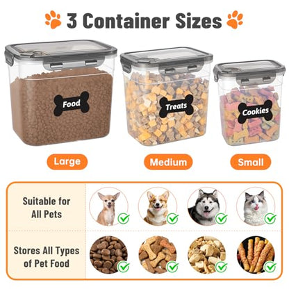 ZooZoo Dog Treat Container, Airtight Pet Food Storage, BPA-Free, 3 Pack