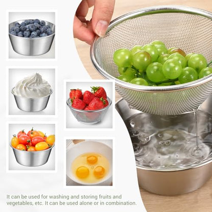 Baderke Mini Colander Strainer, 6.3 x 2.76 Inches, Round, 2 Pcs - color: Silver, size: 6.3 x 2.76 Inches