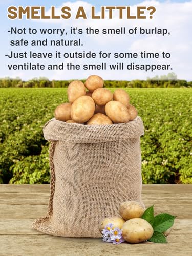 4Pcs 16"x24" Breathable Natural Burlap Bags with Rope for Potato Storage | Reusable, Thickened Jute Food Storage Sacks, Helps Potatoes/ Onions/ Root Vegetables Stay Fresh - size: 16'' x 24''